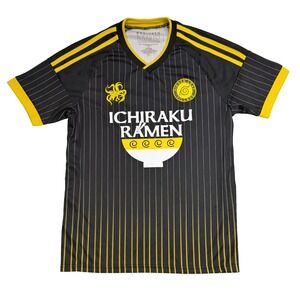 Naruto Ichiraku Ramen Shirt Men's S Black Yellow Soccer Jersey Uzumaki 7 Anime